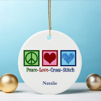 Peace Love Cross Stitch Cute Personalized