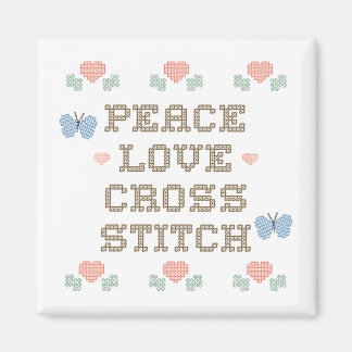 Peace Love Cross Stitch Magnet