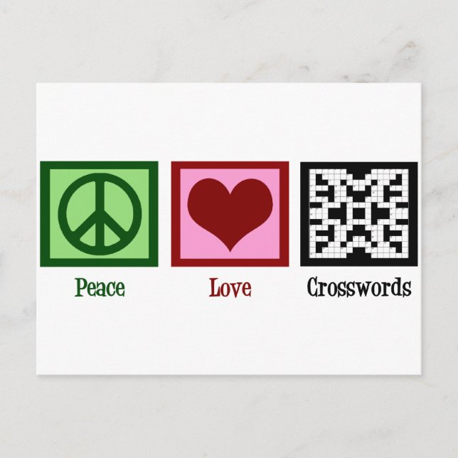 Peace Love Crosswords Postcard (Front)
