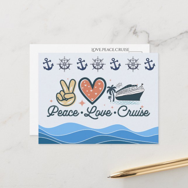 Peace Love Cruise Postcard (Front/Back In Situ)