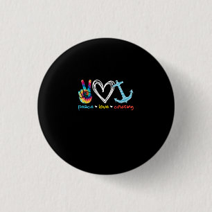Peace Love Cruising Ship Floating Ocean Tie Dye 1 Inch Round Button