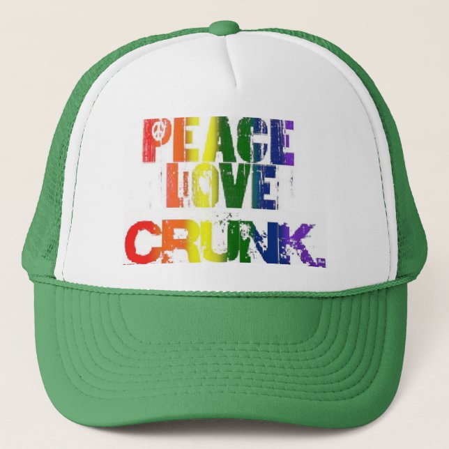 PEACE, LOVE & CRUNK TRUCKER HAT (Front)