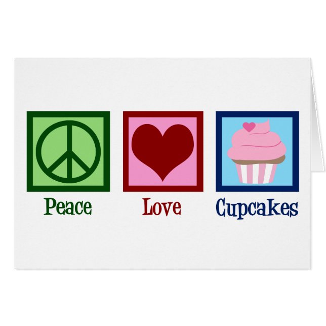 Peace Love Cupcakes Carte Cute Cupcake (Devant horizontal)