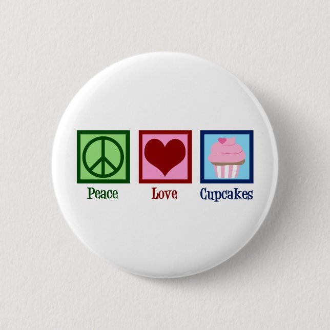 Peace Love Cupcakes Cute Baker 2 Inch Round Button (Front)
