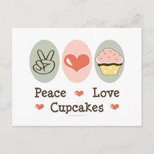 Peace Love Cupcakes Postcard