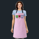 Peace Love Cupcakes Pretty Pink Baker Apron<br><div class="desc">This pretty pink cupcake apron makes a cute pastry chef gift for a baker of sweet dessert. Peace Love Cupcakes.</div>