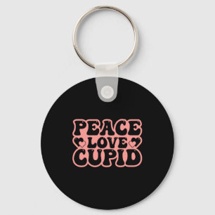 Peace Love Cupid Valentines Day T Shirt Keychain