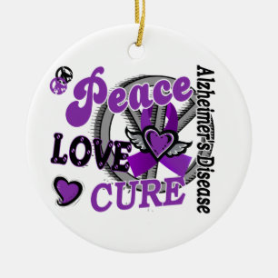 Peace Love Cure 2 Alzheimer's Disease Ceramic Ornament