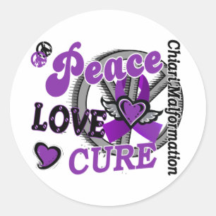 Peace Love Cure 2 Chiari Malformation Classic Round Sticker
