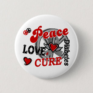 Peace Love Cure 2 Diabetes Inch Round Button
