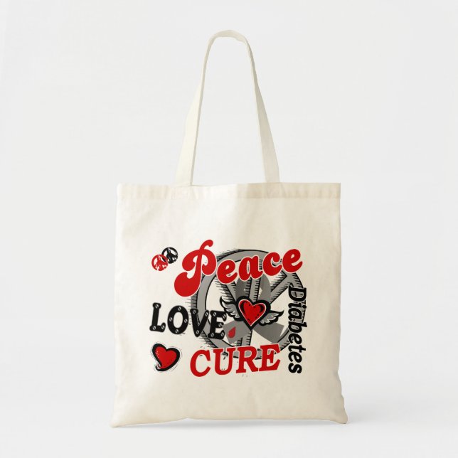 Peace Love Cure 2 Diabetes Tote Bag (Front)