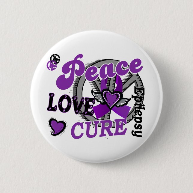 Peace Love Cure 2 Epilepsy Inch Round Button (Front)