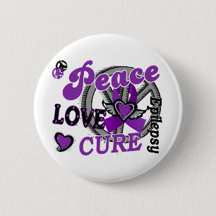 Peace Love Cure 2 Epilepsy Inch Round Button