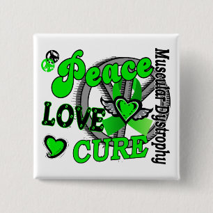 Peace Love Cure 2 Muscular Dystrophy Inch Square Button
