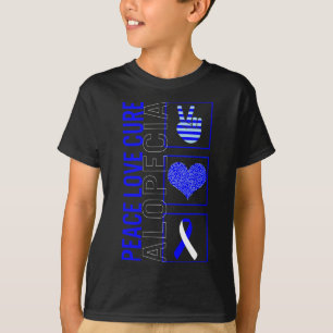 Peace Love Cure Alopecia Awareness Ribbon Warrior  T-Shirt