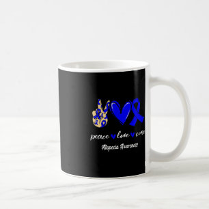 Peace Love Cure Alopecia Blue Ribbon Awareness Coffee Mug