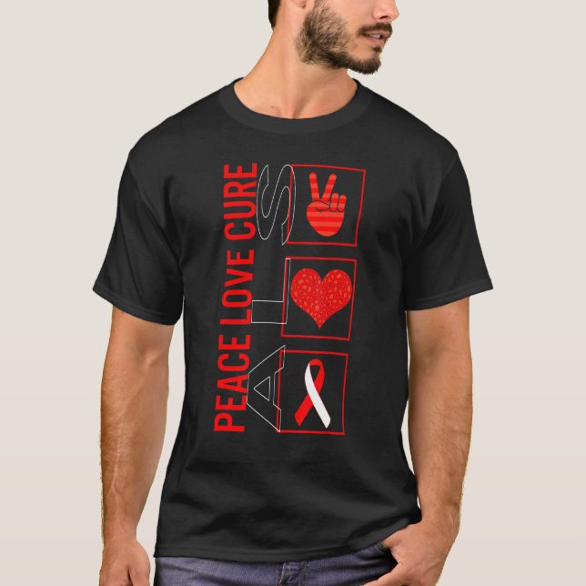 Peace Love Cure ALS Awareness Ribbon Warrior Suppo T-Shirt (Front)