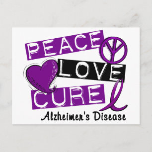 PEACE LOVE CURE ALZHEIMER’S DISEASE POSTCARD