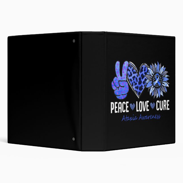 Peace Love Cure Ataxia Awareness Month Blue Sunflo Binder (Background)