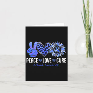Peace Love Cure Ataxia Awareness Month Blue Sunflo Card