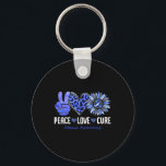Peace Love Cure Ataxia Awareness Month Blue Sunflo Keychain<br><div class="desc">Peace Love Cure Ataxia Awareness Month Blue Sunflower Ribbon</div>