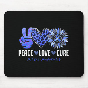 Peace Love Cure Ataxia Awareness Month Blue Sunflo Mouse Pad