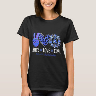 Peace Love Cure Ataxia Awareness Month Blue Sunflo T-Shirt