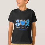 Peace Love Cure Ataxia Awareness Support Gifts 1  T-Shirt<br><div class="desc">Peace Love Cure Ataxia Awareness Support Gifts 1</div>