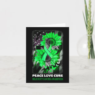 Peace Love Cure Bile Duct Cancer Awareness Sunflow Card