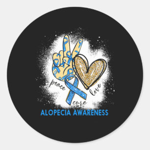 Peace Love Cure Bleached Alopecia Awareness Classic Round Sticker