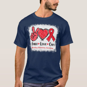 Peace Love Cure Bleeding Disorders Awareness Red R T-Shirt
