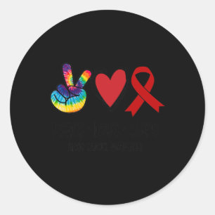 Peace Love Cure Blood Cancer Awareness Support Squ Classic Round Sticker