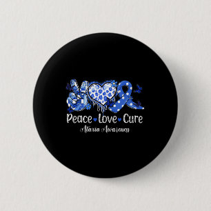 Peace Love Cure Blue Ribbon Ataxia Awareness  2 Inch Round Button