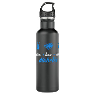 Peace Love Cure Blue Ribbon Design Type 1 Diabetes 710 Ml Water Bottle