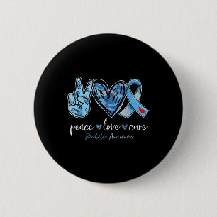 Peace Love Cure Blue Ribbon Diabetes Awareness Mon 2 Inch Round Button