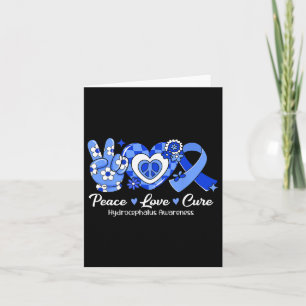 Peace Love Cure Blue Ribbon Hydrocephalus Awarenes Card