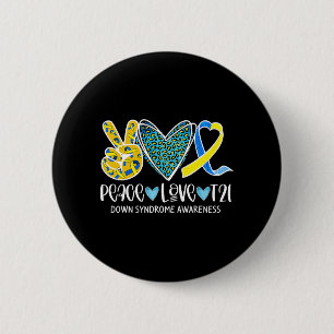 Peace Love Cure Blue & Yellow Ribbon Down Syndrome 2 Inch Round Button