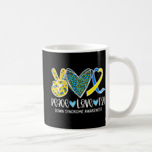 Peace Love Cure Blue & Yellow Ribbon Down Syndrome Coffee Mug