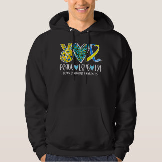 Peace Love Cure Blue & Yellow Ribbon Down Syndrome Hoodie