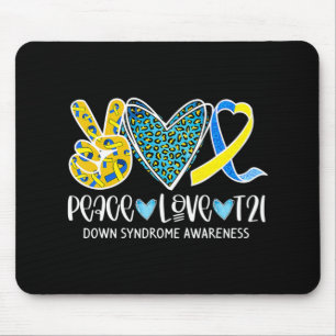 Peace Love Cure Blue & Yellow Ribbon Down Syndrome Mouse Pad