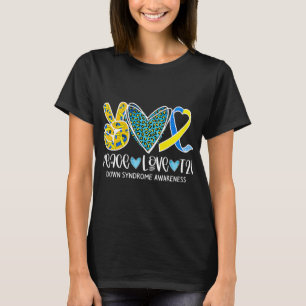 Peace Love Cure Blue & Yellow Ribbon Down Syndrome T-Shirt