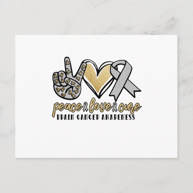 Peace Love Cure Brain Cancer Announcement Postcard (Front)