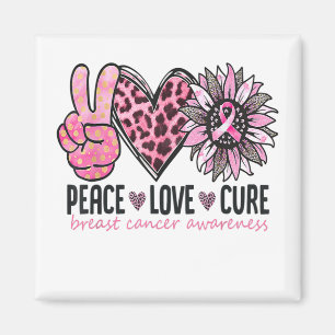 Peace Love Cure Breast Cancer Awareness Ribbon Sun Magnet