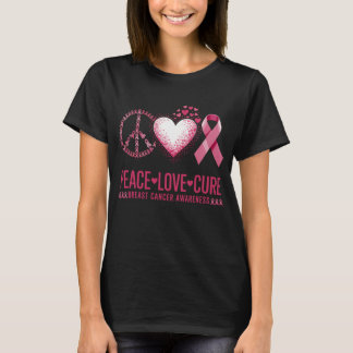 PEACE LOVE CURE Breast Cancer Awareness T-Shirt