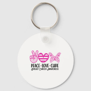 Peace Love Cure Breast Cancer Awareness Warrior Pi Keychain