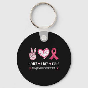 Peace Love Cure Breast Cancer Awareness Women Kids Keychain