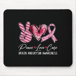 Peace Love Cure Burgundy Ribbon Brain Aneurysm Awa Mouse Pad