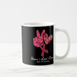 Peace Love Cure Burgundy Ribbon Sickle Cell Awaren Coffee Mug