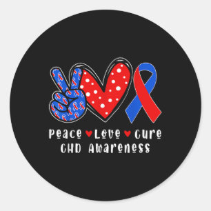 Peace Love Cure Chd Congenital Heart Defect Awaren Classic Round Sticker