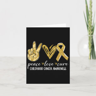 Peace Love Cure Childhood Cancer Awareness Gold Ri Card